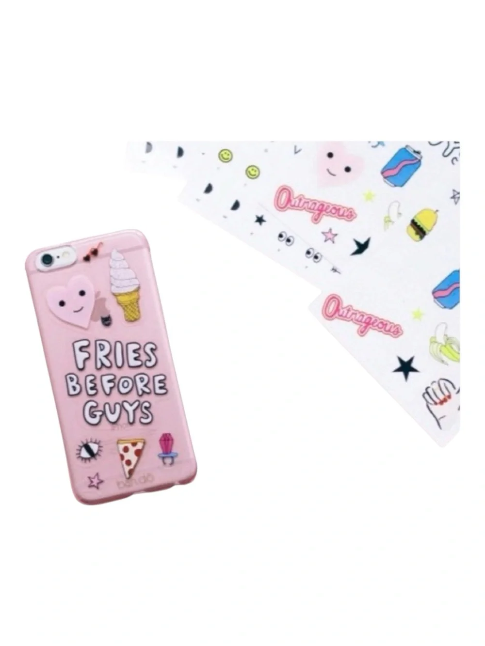 new Bando  Fries Before Guys  iPhone 6 7 Case  Clear Pink Lips Stickers 